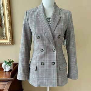 Lini Bloomingdale's Double Breasted Olivia Glen Plaid Blazer Houndstooth XS NWT